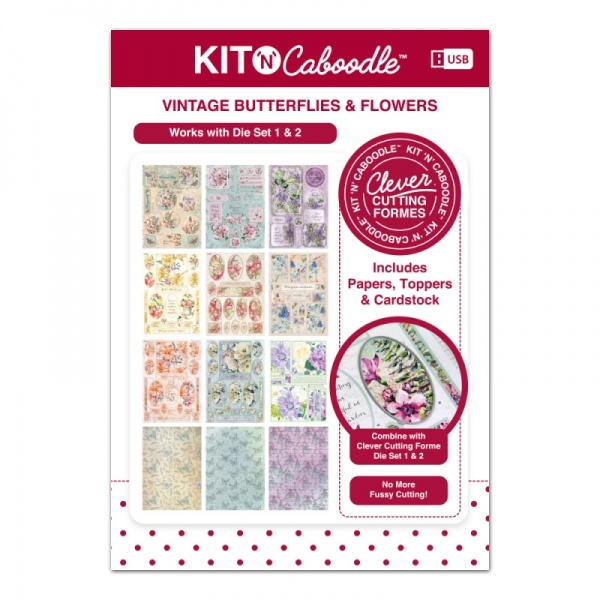 KIT N Caboodle Clever Cutting Formes USB: Vintage Butterflies and Flowers